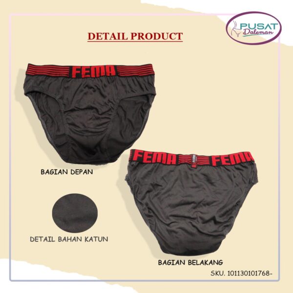 1 Box isi 3pcs CD Celana Dalam Pria Fema 1768/1683 Import Katun