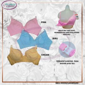 GROSIR ISI 6PCS BRA Menyusui Brokat Fashion Bukaan Atas Nyaman Halus Silk Hak Pengait 3 IMPORT Fema Netek 4916/9416