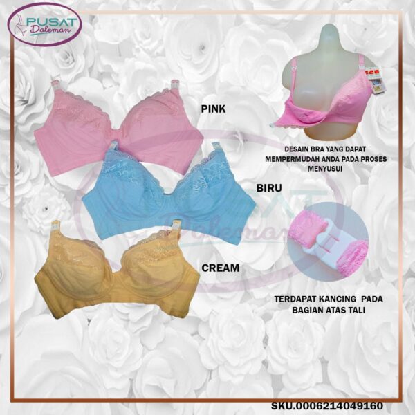 GROSIR ISI 6PCS BRA Menyusui Brokat Fashion Bukaan Atas Nyaman Halus Silk Hak Pengait 3 IMPORT Fema Netek 4916/9416