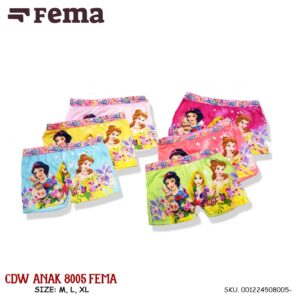 FEMA Official Shop Ecer 1 pcs Celana Dalam Segiempat Anak Cewek Aneka Motif Princess/ Cowok Superhero