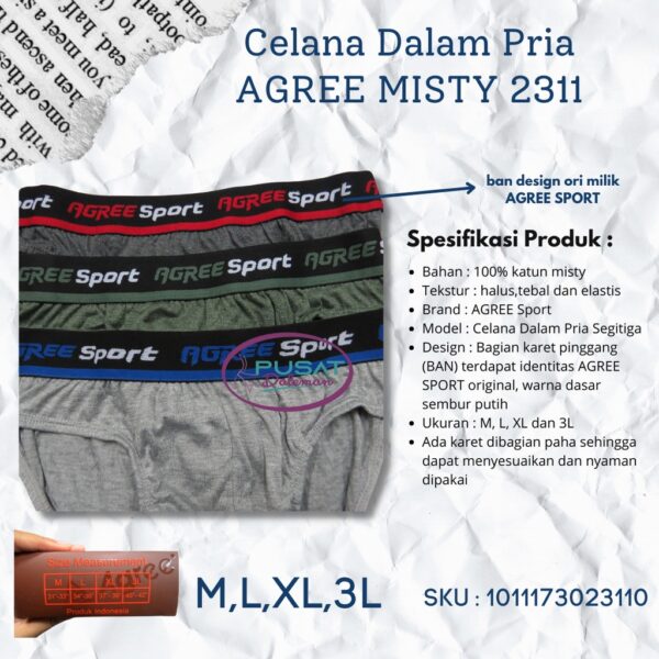 Obral Clearance Sale 1 BOX ISI 3 pcs Celana Dalam Pria SPORT 2311 - Image 2