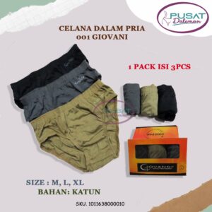 Obral Clearance Sale 1 BOX ISI 3 pcs Celana Dalam Pria 001/002 GIOVANNI KATUN