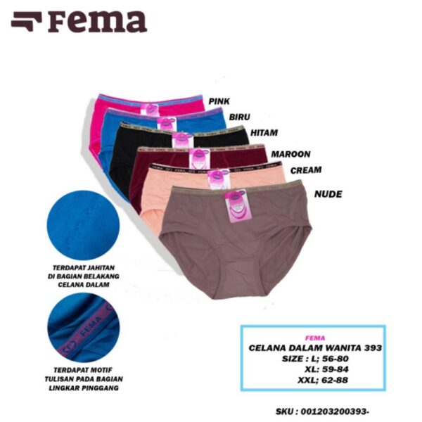 FEMA Celana Dalam Wanita Panties 393/361/391 Katun Polyester Premium - Image 5