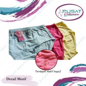 ECER Celana Dalam CD Wanita Panties Fema 362 Katun Motif Kupu - kupu Katun Import