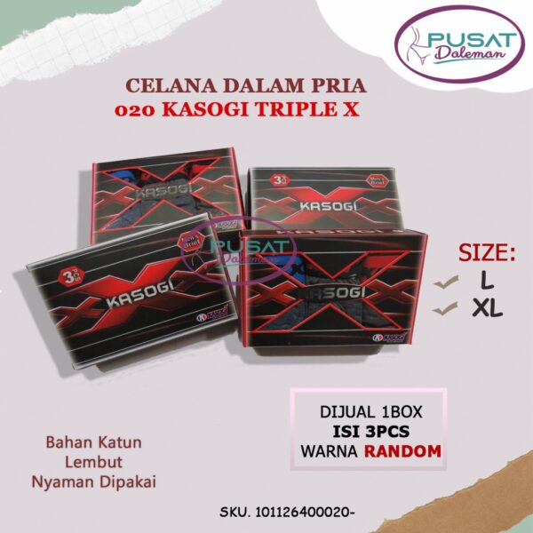 1 BOX ISI 3PCS CD Celana Dalam Pria Dewasa 020 KASOGI TRIPLE X Katun Nyaman - Image 2