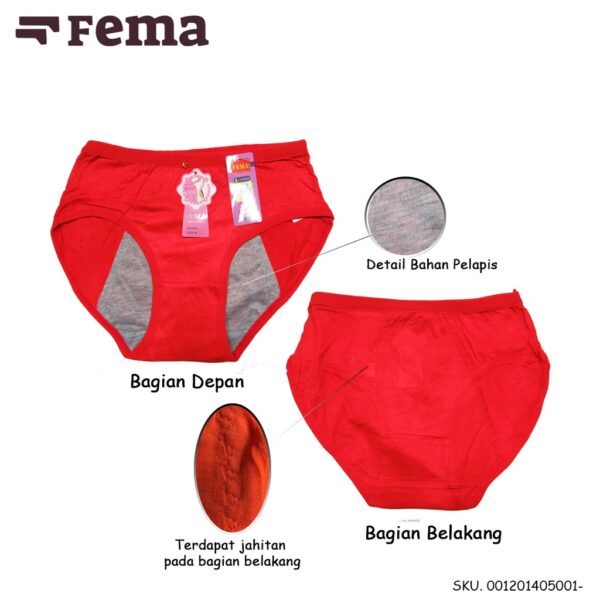 FEMA Official Shop Ecer 1 pcs Celana Dalam Wanita Anti Bocor - Haid Menstruasi 5001 - Image 3