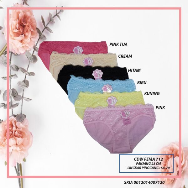 Celana Dalam Panties Wanita Brokat Renda Fema 711/ 712 IMPORT Premium