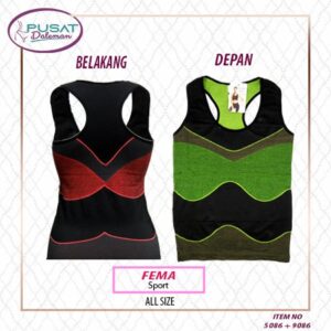 Setelan Olahraga Wanita Senam Training (Tanktop + Celana Legging) FEMA 5086 + 9086