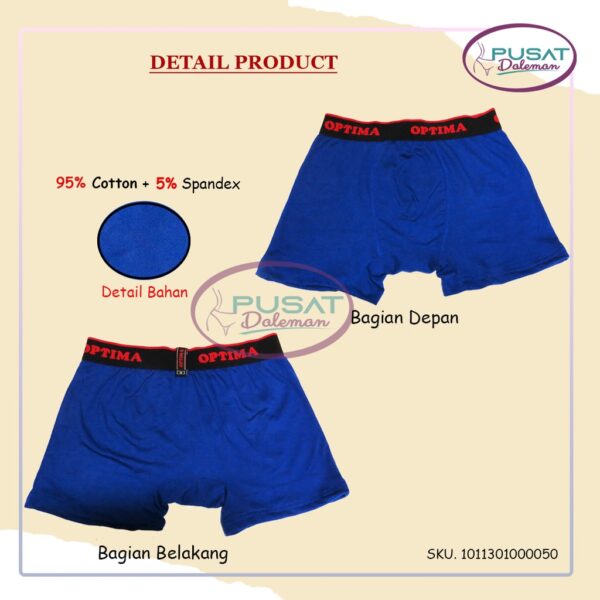 1 Box isi 2pcs Celana Dalam CD Segiempat Pria Dewasa Boxer OPTIMA B005/0881 Katun Spandex Nyaman Premium bundling - Gambar 5