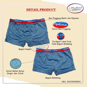 1 BOX ISI 3PCS CD Celana Dalam Boxer Anak Cowok  932 OPTIMA KATUN PREMIUM