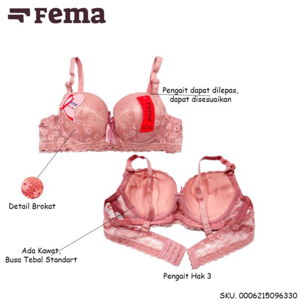 FEMA Official Shop Ecer 1 pcs Bh Bra 9633 Motif Bunga Brokat Import - Image 3
