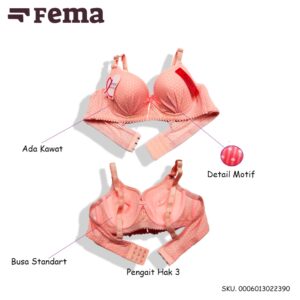 ECER BH BRA FEMA 2239 Motif Polos Bintik Kawat Pengait Hak 3 Busa Standart IMPORT