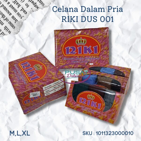 1 BOX ISI 3pcs Celana Dalam Pria RIKI Katun Halus Segitiga Gratis BOX - Gambar 5