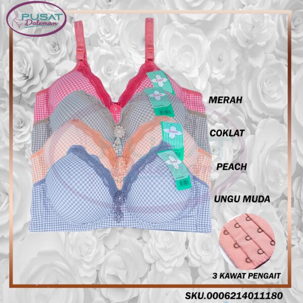 FEMA Official Shop Ecer 1 pcs Bh Bra 1118  Motif Kotak Renda Atas Import - Image 3