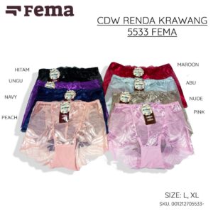 FEMA Official Shop Ecer 1 pcs Celana Dalam Wanita Krawang Renda Pita Tengah 5533/5538