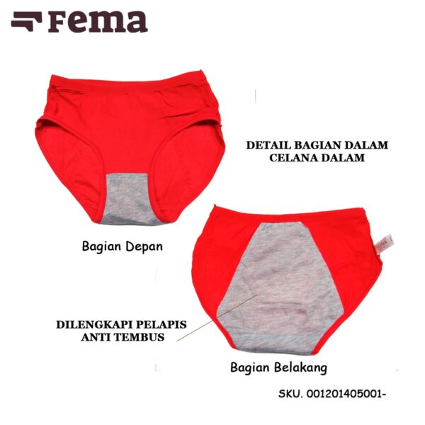 FEMA Official Shop Ecer 1 pcs Celana Dalam Wanita Anti Bocor - Haid Menstruasi 5001 - Image 2