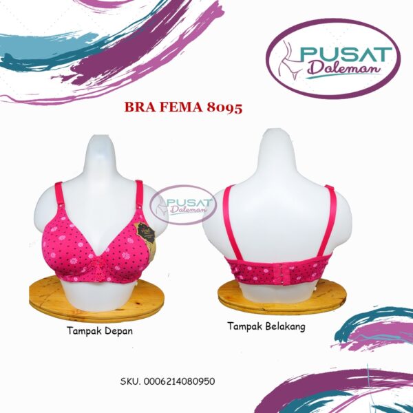 GROSIR BH ISI 6 BRA FEMA 8095 MOTIF BUNGA TANPA KAWAT BUSA TIPIS CUP HAK 3 - Image 3