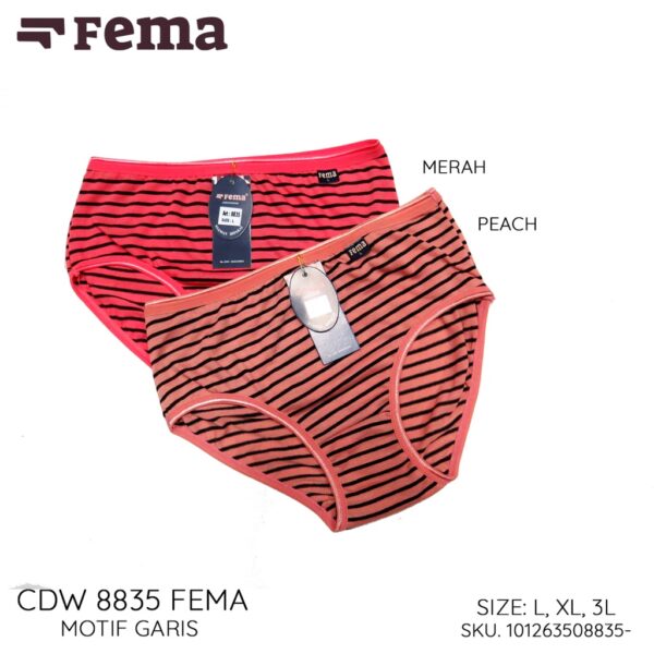 FEMA Official Shop ECER 1 pcs Celana Dalam Wanita 8835 Garis - Image 5