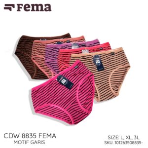 FEMA Official Shop ECER 1 pcs Celana Dalam Wanita 8835 Garis
