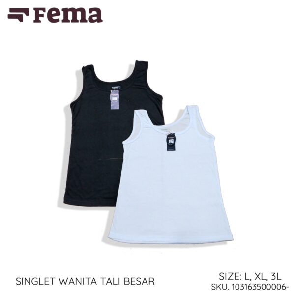 FEMA Official Shop Ecer 1 Pcs Singlet Wanita Tanktop Polos Tali Kecil Besar Putih Hitam - Image 4