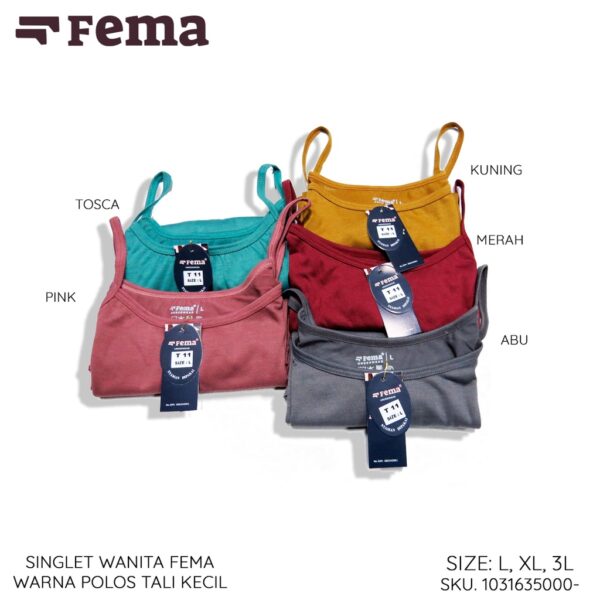FEMA Official Shop Ecer 1 Pcs Singlet Wanita Tanktop Tali Kecil Besar Warna Polos - Gambar 2