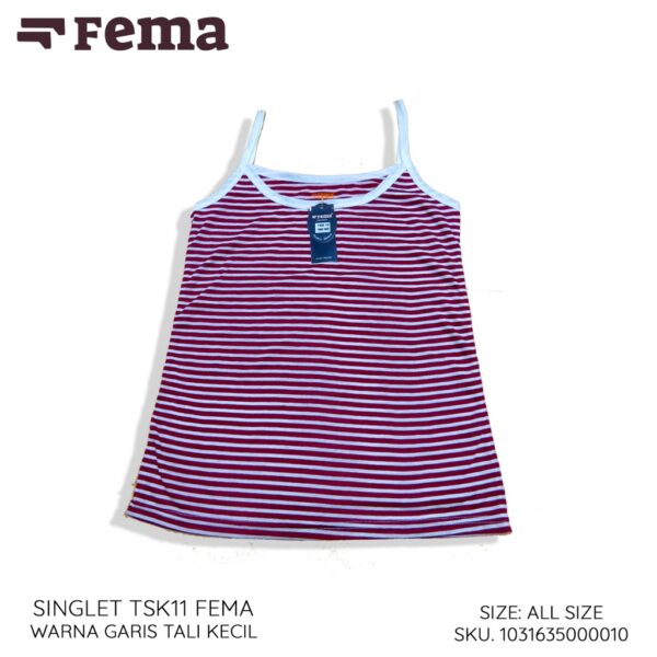 FEMA Official Shop Ecer 1 Pcs Singlet Wanita Tali Kecil  Besar Garis - Image 2