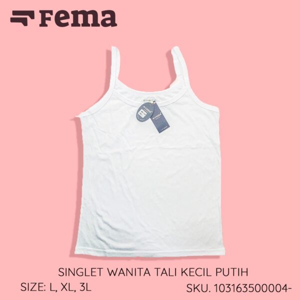 FEMA Official Shop Ecer 1 Pcs Singlet Wanita Tanktop Polos Tali Kecil Besar Putih Hitam - Image 2