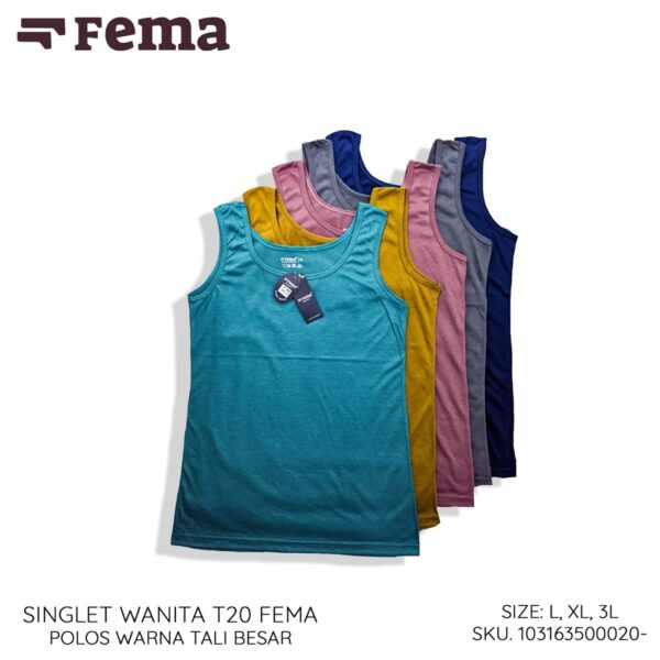 FEMA Official Shop Ecer 1 Pcs Singlet Wanita Tanktop Tali Kecil Besar Warna Polos - Gambar 3