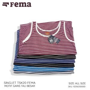FEMA Official Shop Ecer 1 Pcs Singlet Wanita Tali Kecil  Besar Garis