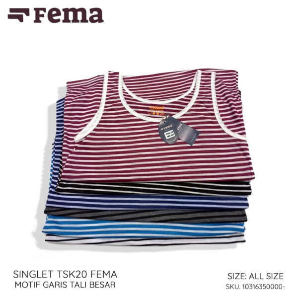 FEMA Official Shop Ecer 1 Pcs Singlet Wanita Tali Kecil  Besar Garis