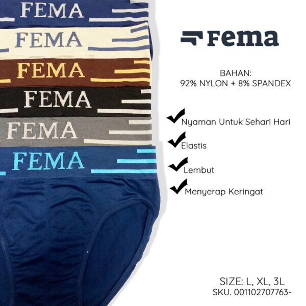 FEMA Official Shop Ecer 1 Pcs Celana Dalam Pria Segitiga Rajut 7761/7763/7789 - Image 5