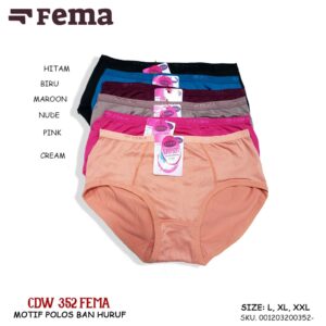 FEMA Official Shop Ecer 1pcs Celana Dalam Wanita 352 Polos Ban Huruf