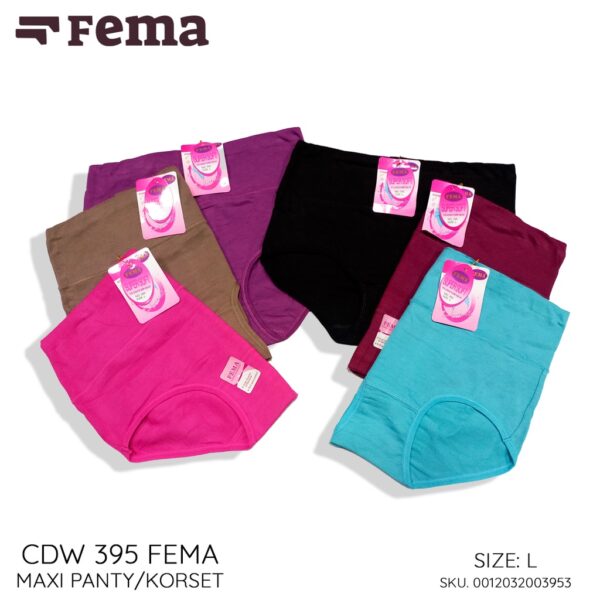 Fema Official Shop GROSIR 1 LUSIN isi 12 Pcs Celana Dalam Wanita 395 Polos Maxi High Waist