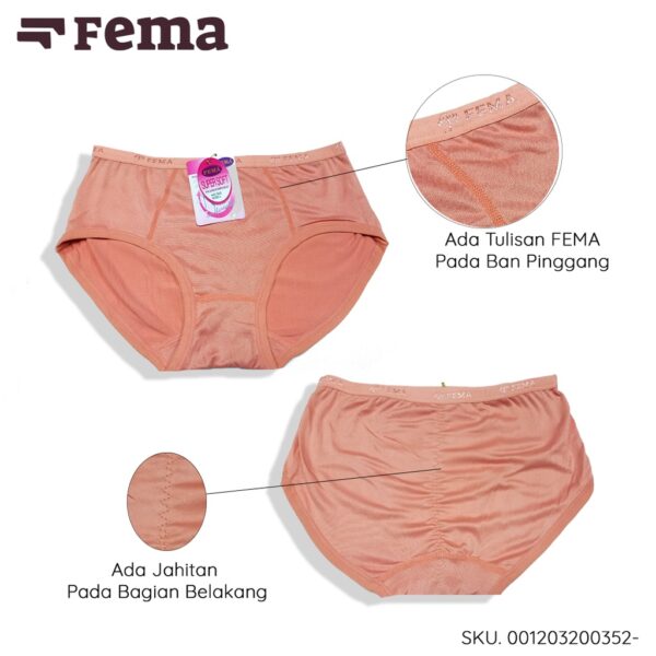FEMA Official Shop Ecer 1pcs Celana Dalam Wanita 352 Polos Ban Huruf - Image 3