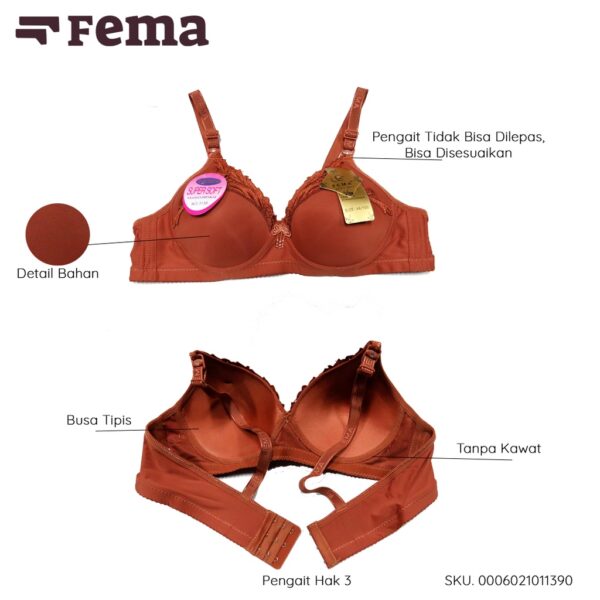 FEMA Official Shop GROSIR ISI 6 PCS Bh Bra 1139 Polos Renda Atas - Image 3