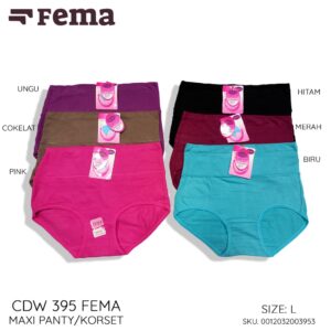 FEMA Official Shop Ecer 1pcs Celana Dalam Wanita 395 Polos Maxi Panty High Waist