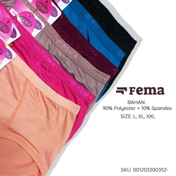 FEMA Official Shop Ecer 1pcs Celana Dalam Wanita 352 Polos Ban Huruf - Image 2