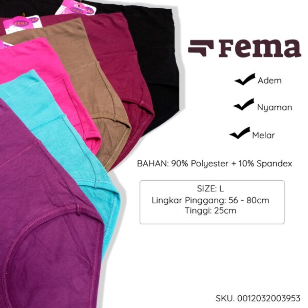 FEMA Official Shop Ecer 1pcs Celana Dalam Wanita 395 Polos Maxi Panty High Waist - Image 5