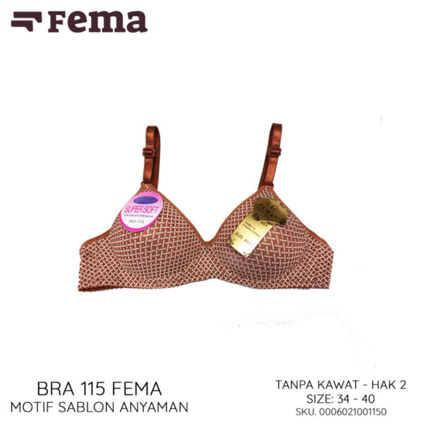 FEMA Official Shop Ecer 1 pcs BH Bra 115 Motif Sablon Anyaman - Image 4