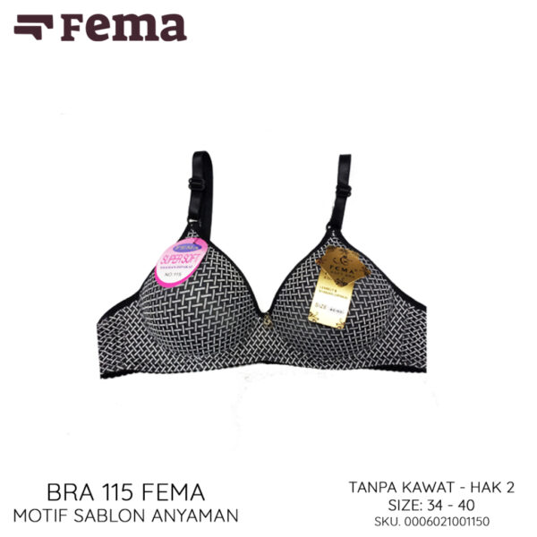 FEMA Official Shop Ecer 1 pcs BH Bra 115 Motif Sablon Anyaman - Image 3