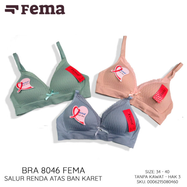 FEMA Official Shop Ecer 1 pcs BH Bra 2312/ 8046 Salur Renda Atas Ban Karet - Image 2