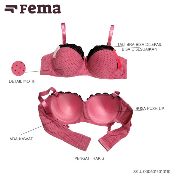 FEMA Official Shop Ecer 1 pcs BH Bra 1011 Kawat Bintik Renda Atas - Image 2