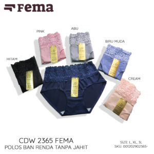FEMA Official Shop ECER 1 pcs Celana Dalam Wanita 2365 Seamless Renda Tanpa Jahit