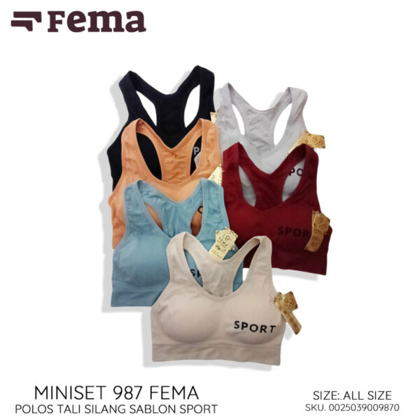 FEMA Official Shop Ecer 1 pcs Miniset Busa Sport Bra Premium 989/987 Import - Gambar 5