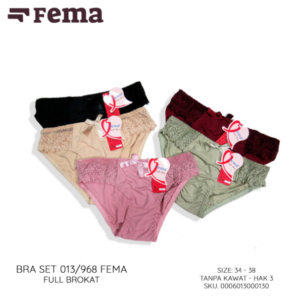 FEMA Official Shop Ecer 1 Pcs BH Bra Set 013/968 Brokat Tanpa Kawat - Image 2