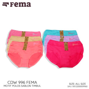 FEMA Official Shop Ecer 1 Pcs Celana Dalam Wanita 996 Polos Sablon Timbul