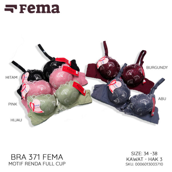 FEMA Official Shop Ecer 1 pcs Bh Bra 371 Motif Renda Kawat Hak 3