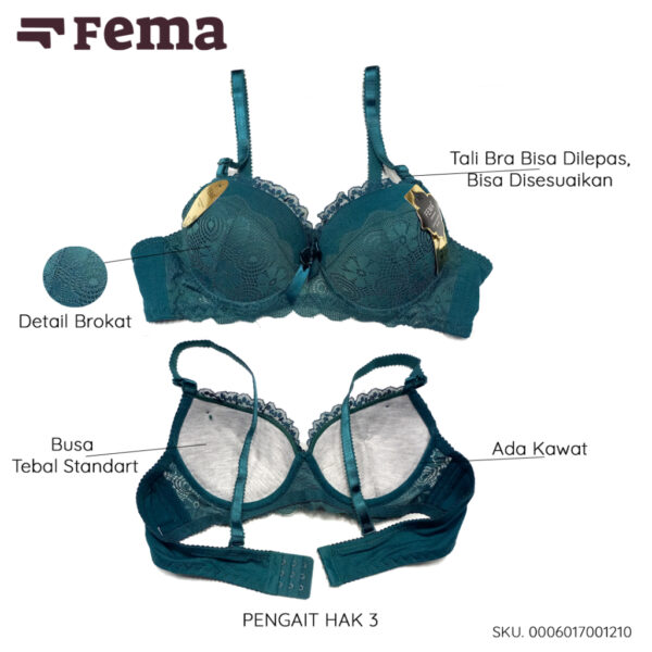 FEMA Official Shop Ecer 1 Pcs BH Bra Set 121/501 Bunga Renda Atas - Image 2