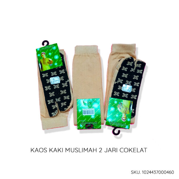 ECER 1 Pcs Kaos Kaki Muslimah Panjang Jempol Cokelat 2 Jari - Image 2