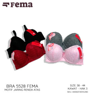 FEMA Official Shop Ecer 1 pcs Bh Bra 5528 Motif Jaring Renda Atas Kawat